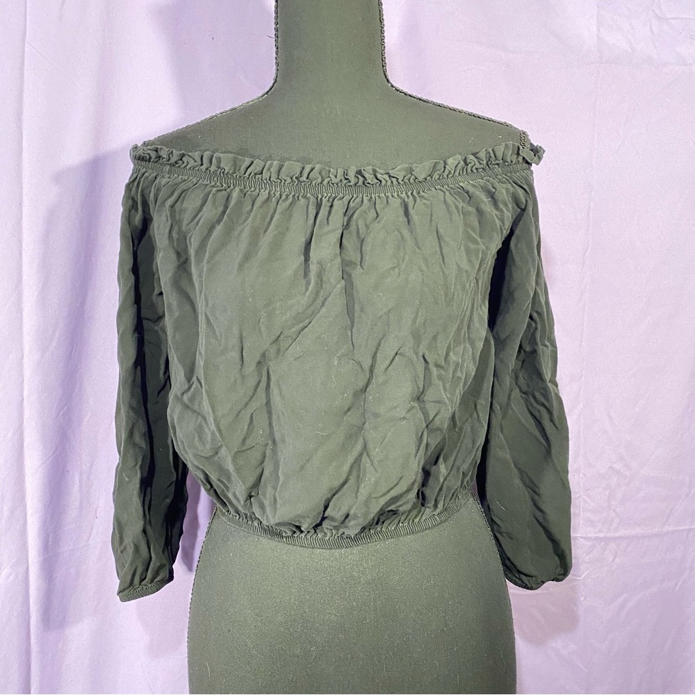 john galt brandy melville black stretchy ruffled off the shoulder top